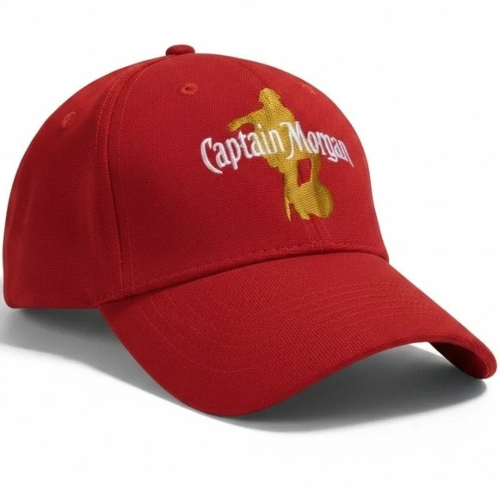 Captain Morgan‎ Red Baseball Hat Cap Gold Embroidered Logo Adjustable DS-1045